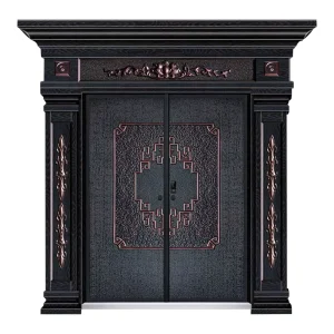 Modern Minimalist Cast Aluminum Security Double Entry Door