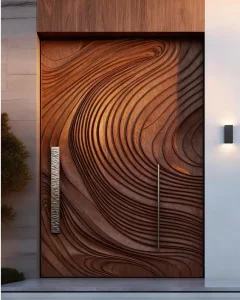 Modern Minimalist Customizable Solid Wood Anti-Theft Security Entrance Door for Villa or Apartment