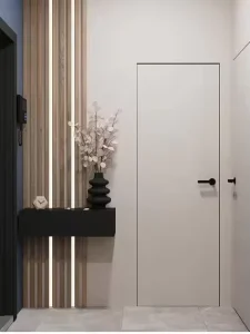 Modern Minimalist Design White Room Soundproof HDF Flush with Wall Indoor Frameless Invisible Decoration Door Wall Hidden Door