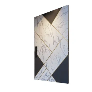 Modern Minimalist Geometric Patchwork Eccentric Revolving Anti-Theft Door for Villa Entrance