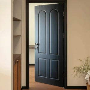 Modern Minimalist Indoor Solid Wood Swing Door with Aluminum Frame, Windproof and Customizable, for Narrow Bedrooms