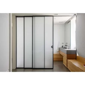 Modern Minimalist Interior Aluminum Slim Frame Waterproof Sliding Door for Kitchen with Tempered Glass and Thermal Break Design