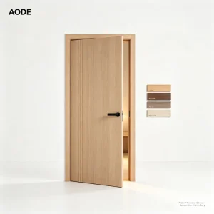 Modern Minimalist Light Oak Solid Wood Composite Bedroom Door, Soundproof Interior Door