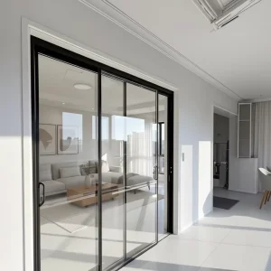 Modern Minimalist Manual Glass Sliding Door with Double Glazing for Kitchen and Dining Areas