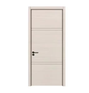 Modern Minimalist Single Wooden MDF Interior Bedroom Door Swing-Open PVC Finish for Apartment