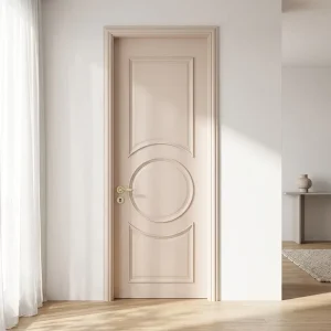 Modern Minimalist Solid Wood Composite Interior Door White Bedroom Door Custom Wooden Door for Villa Apartment Hotel