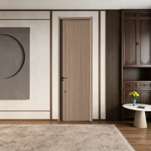 Modern Minimalist Solid Wood Teak MDF Interior Door, Soundproof and Fireproof, for Kitchen and Living Room