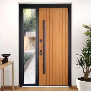 Modern Minimalist Solid Wood Waterproof Anti-Theft Entrance Door for Villa Outdoor Use