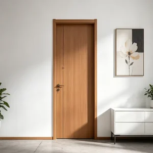 Modern Minimalist Soundproof Waterproof Solid Wood Swing Door for Bedrooms, Hotels, and Villas