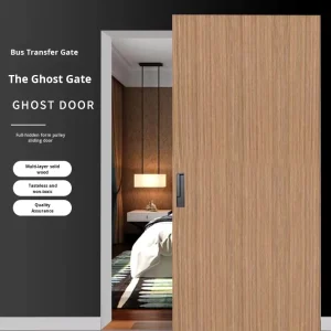 Modern Minimalist Wooden Sliding Interior Door Hidden Track Hanging Wall Style Barn Door Invisible Ghost Door
