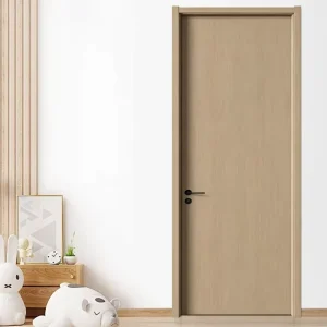 Modern Minimalist Wooden Veneer Interior Paint-Free Flush Door for Bathroom, Bedroom, Living Room, and School Eco-Friendly