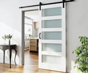 Modern Mirrored White Barn Sliding Door for Bathrooms and Bedrooms