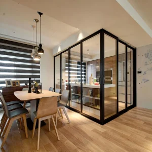 Modern Narrow-Frame Aluminum Sliding Partition Door Slim Profile Room Divider Soundproof Interior Space-Saving