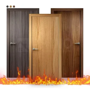 Modern Natural Oak Wood-Grain Soundproof Moisture-Resistant Wooden Interior Door, 60 Minutes Fire Rated