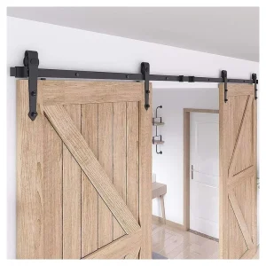 Modern Natural Wood Barn Door with Sliding Hardware