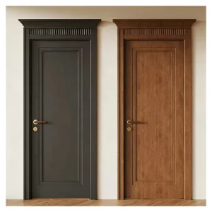 Modern Oak and Walnut Wood Slab Fire-Rated Soundproof Prehung Bedroom Interior Door