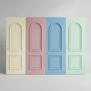 Modern Painted Solid Wood Interior Door with Arched Molding and Sound Insulation for Bathroom