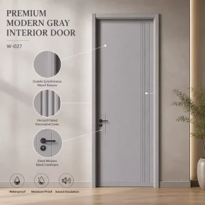 Modern Panel Lacquer-Painted Soundproof Waterproof Interior Bedroom Door for Apartments