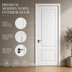 Modern Panel Lacquer-Painted Soundproof Waterproof Interior Bedroom Door for Apartments