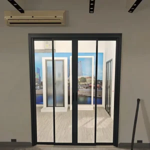 Modern Powder Coated Aluminum Alloy Patio Door with Double Glass