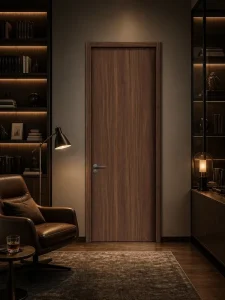 Modern Prehung Flush Interior Door, Flat Panel Wooden, Sound-Insulated, Custom Size and Color