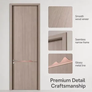 Modern Prehung Solid Wood Interior Swing Door, Windproof Soundproof, Finished, Custom Size for Hotels and Apartments