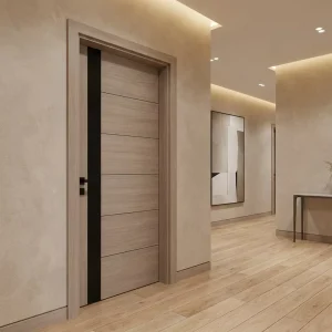 Modern Scratch Resistant Two Tone Melamine Interior Sound Insulation Color Block Swing Door for Bedroom Villa Apartment Hotel