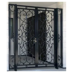 Modern Security Home Arched Front Entrance Luxury Decorative Wrought Iron Sliding Doors Apartment Villa Automatic Remote