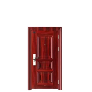 Modern Security Wooden Grain Door for Home Interior Hotel Apartment Steel Company Entrance Door Finished for Villa Farmhouse