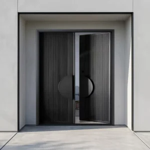 Modern Side-Hinged Cast Aluminum Double Entry Door for Residential Projects