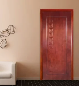 Modern Side-Opening Solid Mahogany Interior Door with Sound Insulation and Finished Wood Carving Design