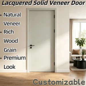 Modern Simple Baking Paint Solid Wood Core Interior Door with Magnetic Lock Complete Door Set