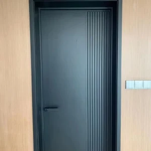 Modern Simple Black Solid Wood Interior Bedroom Door, Waterproof, Side-Opening, Baking Paint Finish