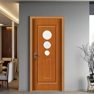 Modern Simple Glass Wood Flush Interior Door for Houses, Toilets, and Kitchens, Waterproof, Manual