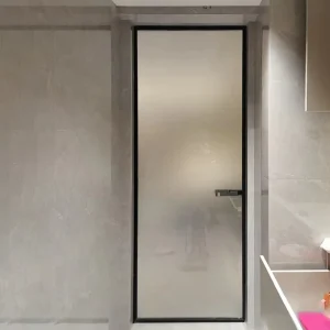 Modern Single Aluminum Alloy Interior Glass Swing Door, Soundproof Waterproof, for Bedroom, Bathroom, or Toilet