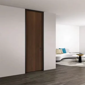 Modern Single Bedroom Door with Aluminium Frame, Solid Wood Plywood, Paintless Frameless Waterproof Design