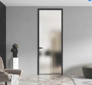 Modern Single Glass Swing Door with Interior Aluminium Alloy Frame for Kitchen Toilet Bathroom Hotel Casement Entry