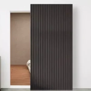 Modern Single-Leaf Suspended Sliding Invisible Wooden Grille Door Kit with Trackless Floating Design