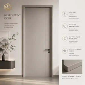 Modern Skin Feel Matte Lacquer Solid Wood Bedroom Door Soft Touch Flush Design
