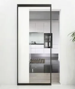 Modern Sleek Minimalist Glass Sliding Door 1 Panel for Interior Living Room