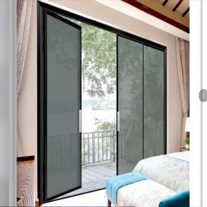 Modern Slide-Swing Aluminum Alloy Narrow-Frame Trackless Tempered Glass Door, Waterproof