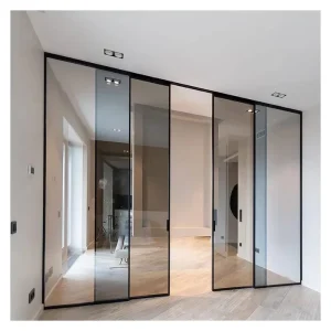 Modern Sliding Door Customized Aluminum Partition Glass Door with Double Tempered Glass Waterproof for Interior Balcony Use