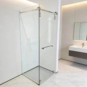 Modern Sliding L-shaped Frameless Stainless Steel Eco-friendly Shower Enclosure with 8mm Tempered Glass for Hotel Use