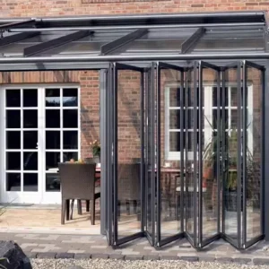 Modern Slim Frame Aluminum Alloy Folding Door with Tempered Safety Glass