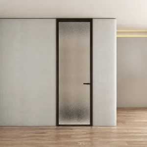 Modern Slim Frame Bathroom Glass Door 700x2000mm Frosted Tempered Glass Swing Door