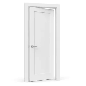Modern Slim Shaker Single-Panel Solid Wood Interior Door, Waterproof White Primed