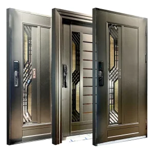 Modern Smart Armored Steel Entrance Door with Stainless Steel and Biometric Lock