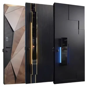 Modern Smart Lock Steel Aluminum Exterior Security Door Main Entrance Door for Villa