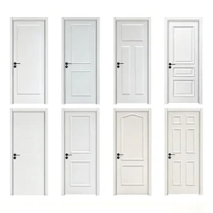 Modern Solid Core Melamine Wood Interior Door White Primed MDF Prehung for Bedrooms
