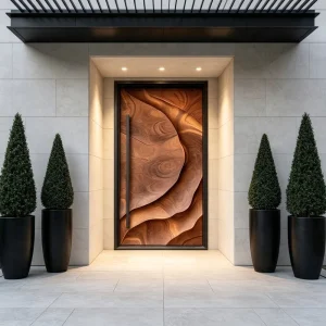 Modern Solid Hardwood Front Entrance Door for House